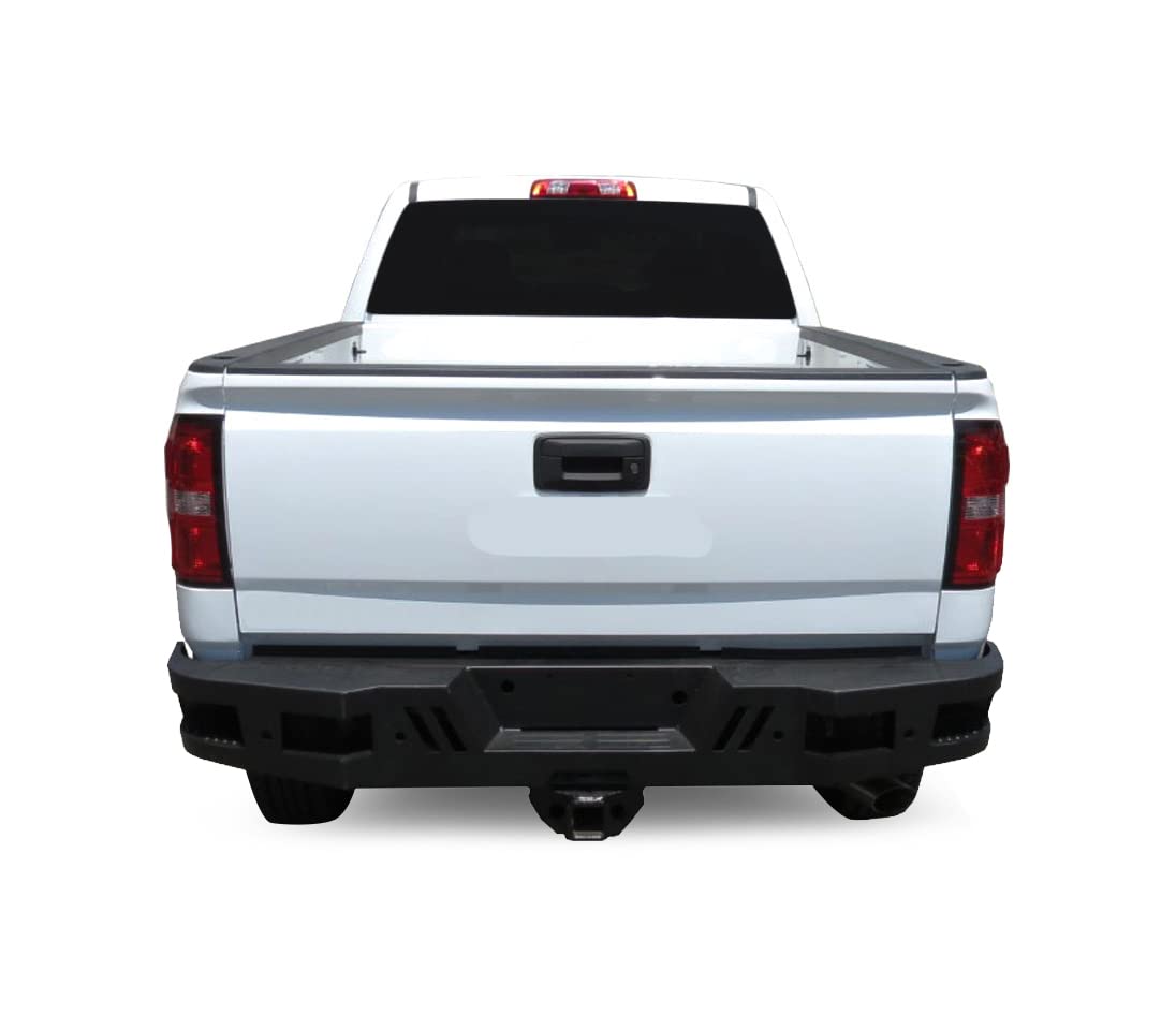 Super Heavy Duty Black Horse Armour Rear Bumper Matte Black Compatible with 2011-2019 GMC Sierra 2500 HD/3500 HD|2011-2019 Chevrolet Silverado 2500 HD/3500 HD-ARB-SI25-11
