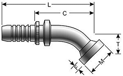 GlobalSpiral Couplings Gates 20GS-24FLC45-037, Caterpillar Style O-Ring Flange, Zinc Plated Carbon Steel, 6.93", 45° Bent Tube, 1 1/4" ID