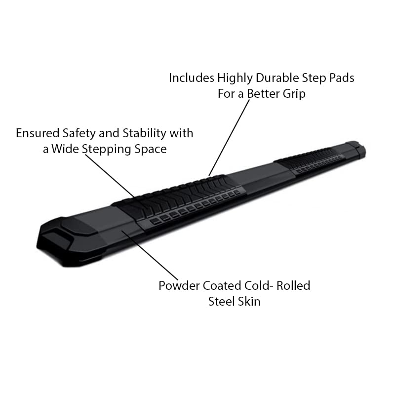Black Horse Off Road Cutlass Black Steel Running Boards Compatible with 2019-2022 Ram 1500 Excl. 19-21 RAM 1500 Classic