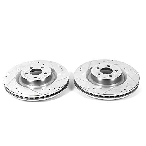 Power Stop AR85159XPR Evolution Front Drilled & Slotted Rotor Pair For Ford Mustang 2015-2023 [Model Specific]