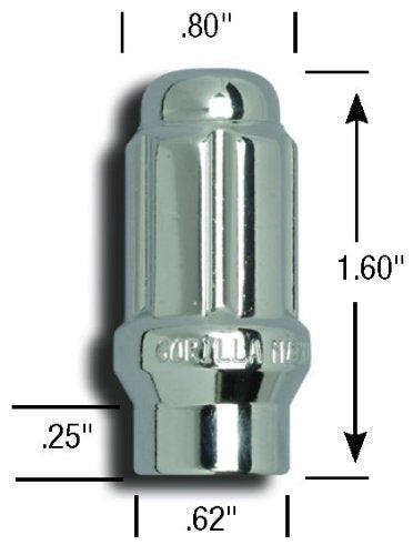 Extended Thread Gorilla Automotive 21133ET Small Diameter Lug Nut – 12-Millimeter by 1.5 Thread Size – Pack of 20