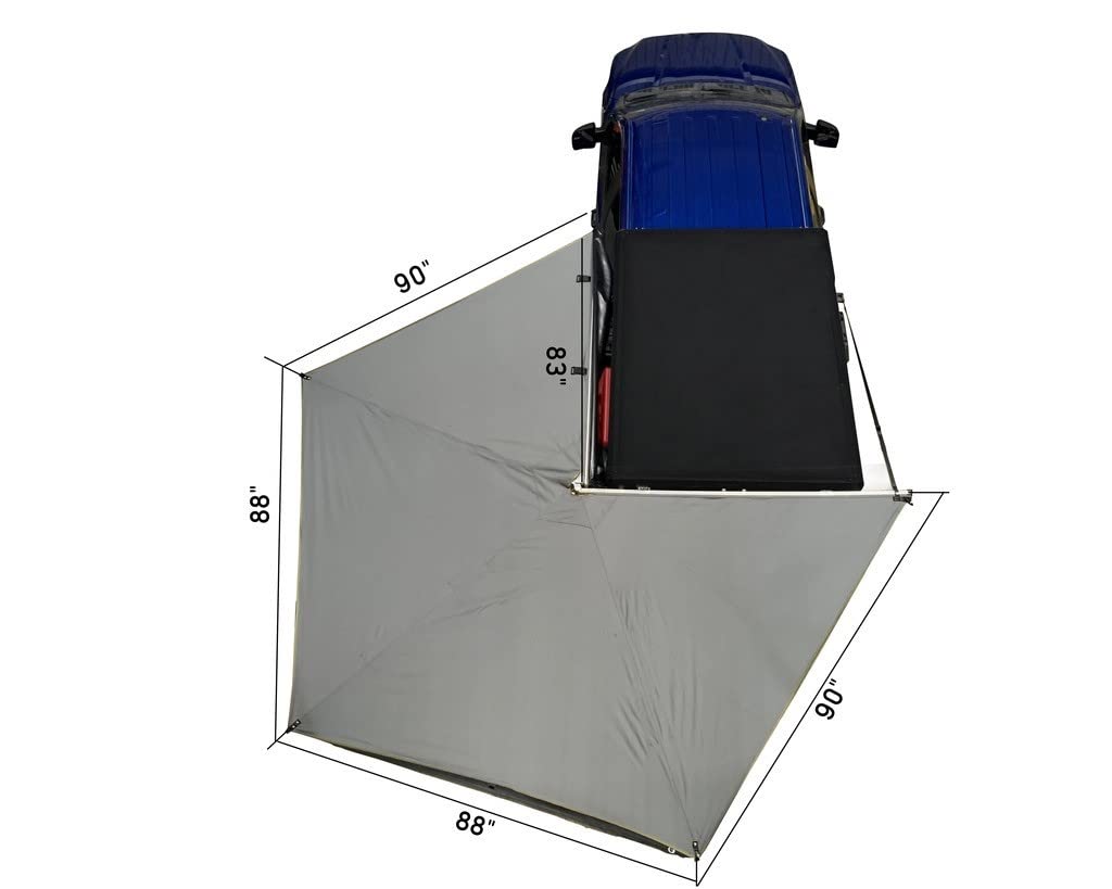 Overland Vehicle Systems Nomadic 270 LT Drivers Side Awning with Walls 1 & 2 | Dark Grey | Includes Mounting Brackets | 19579907
