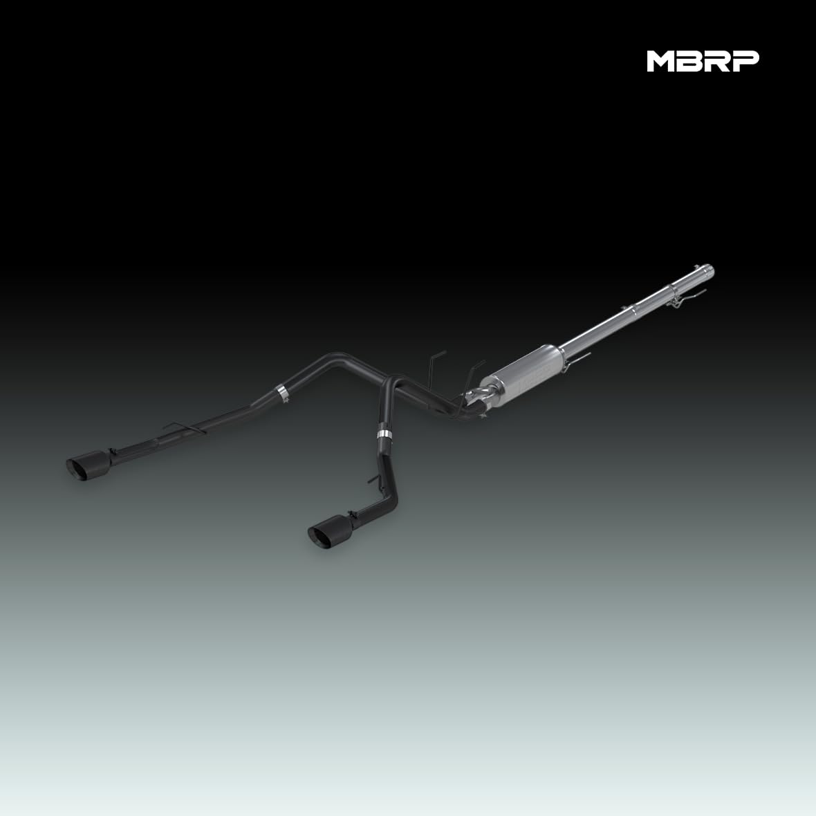 Black Coated MBRP 2 1/2" Dual Split Rear Cat Back through Stock Bumper S5146BLK