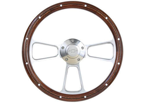 Steering Wheel Brothers Trucks STRF8PW160-69 - Custom - Polished/Wood - Bowtie