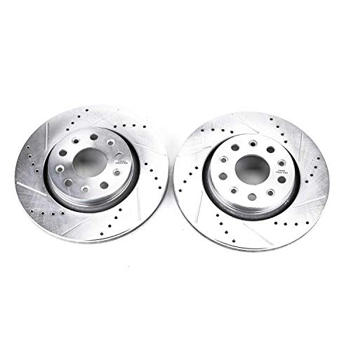 Power Stop AR8386XPR Front Brake Rotor Pair Drilled and Slotted For Jeep Gladiator 2020-2023, Jeep Wrangler 2018-2023 [Model Specific]