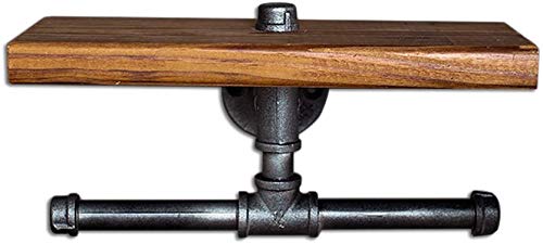 Towel Bar YIMJ Pipe Design Rustic Style Wood Metal Wall Bathroom Shelf Organization Storage Wall Hanging Racks Paper Towel Holder For Toilet