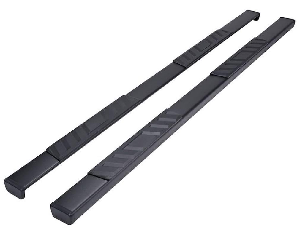 Nerf Bars TrailFX A4022B for Jeep Gladiator JT 2020-2025 Titanium Black Powder Coated Steel 4 Inch Trapezoid Straight Side Steps with Step Pads Plastic End Caps Rocker Panel Mount Running Board Pair