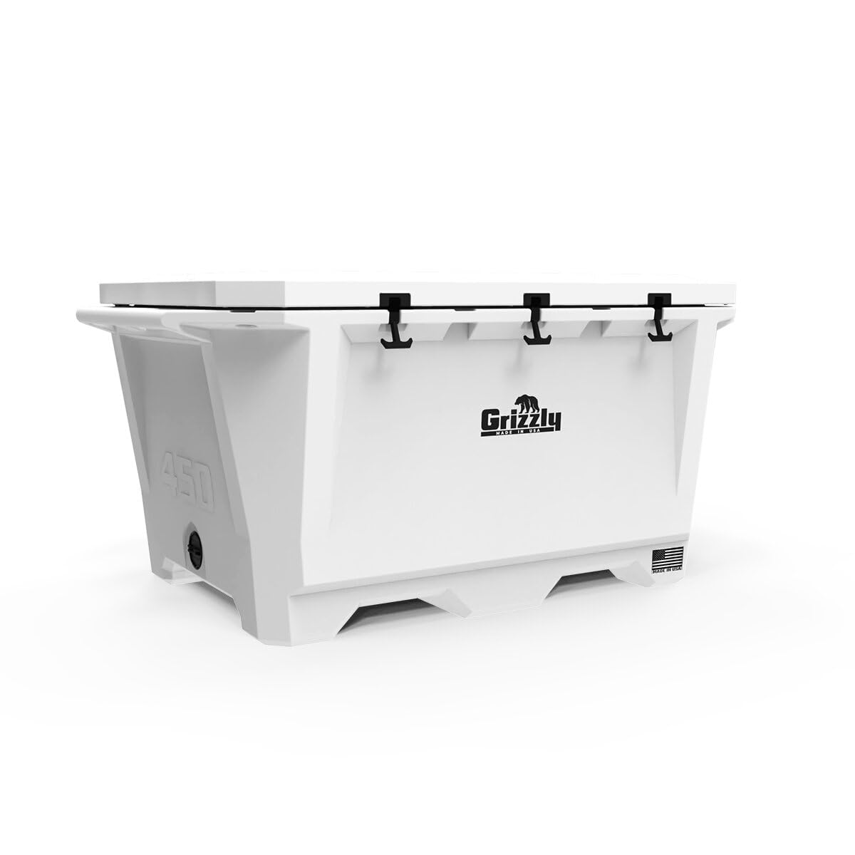 450 Cooler Grizzly | 450 qt Ice Chest Durable Rotomolded Insulated | Made in USA | Warranty for Life | for Cold Plunge Ice Bath Camping Fishing Hunting | G450 | White