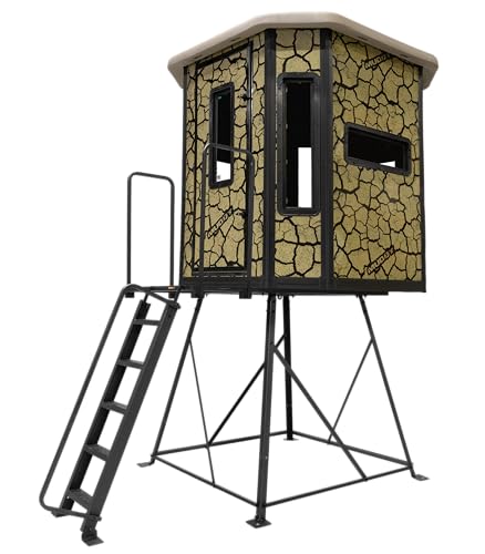 Muddy Box Blind w/Elite 5' Tower/Steel Wall Construction/Cracked Mud Camo Bull