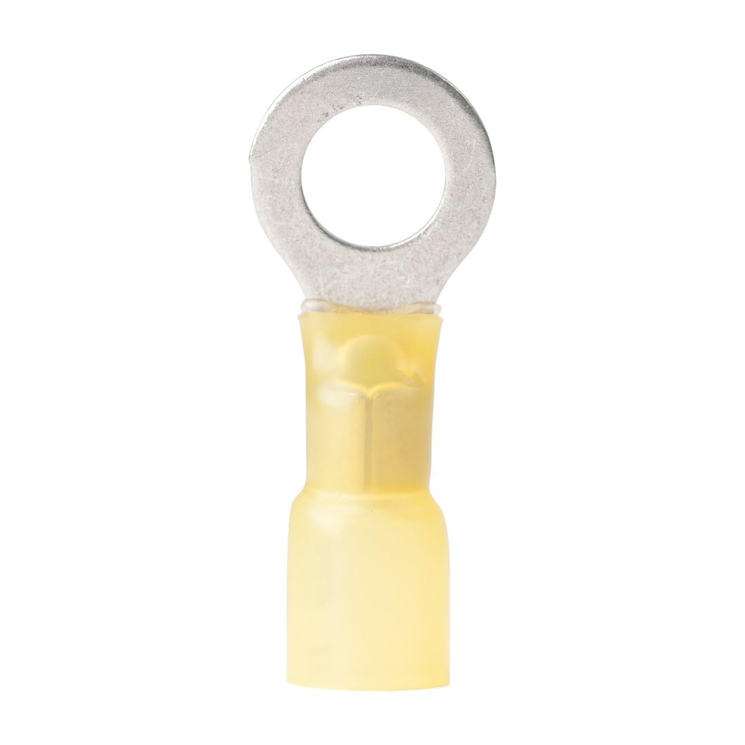 Ancor Marine Grade 312525 Electrical Nylon Insulated Adhesive Lined Heat Shrink Ring Terminals (12 to 10-Gauge, Size 5/16 Screw, 25-Pack)