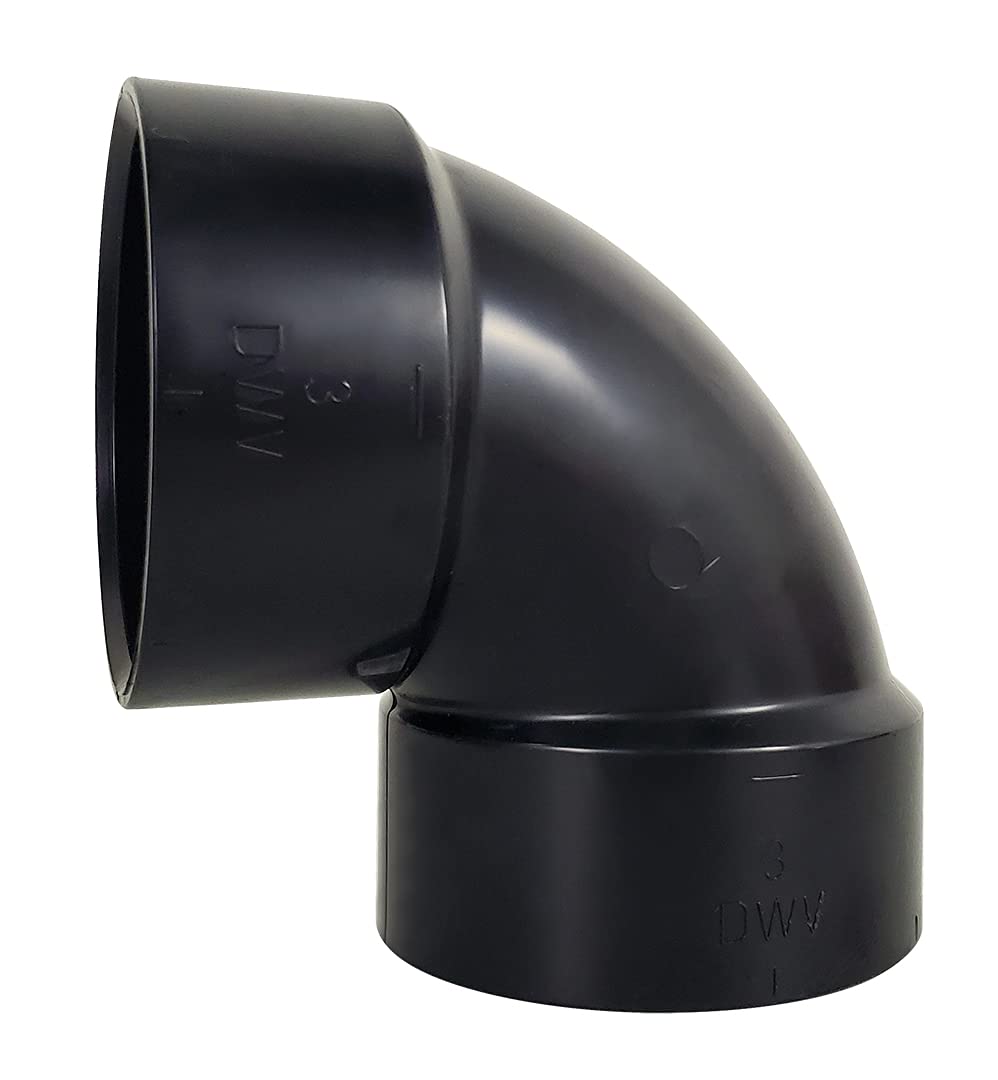 90` Elbow, Short, 3", ICON 14841 Fitting, Hub-Hub, ABS