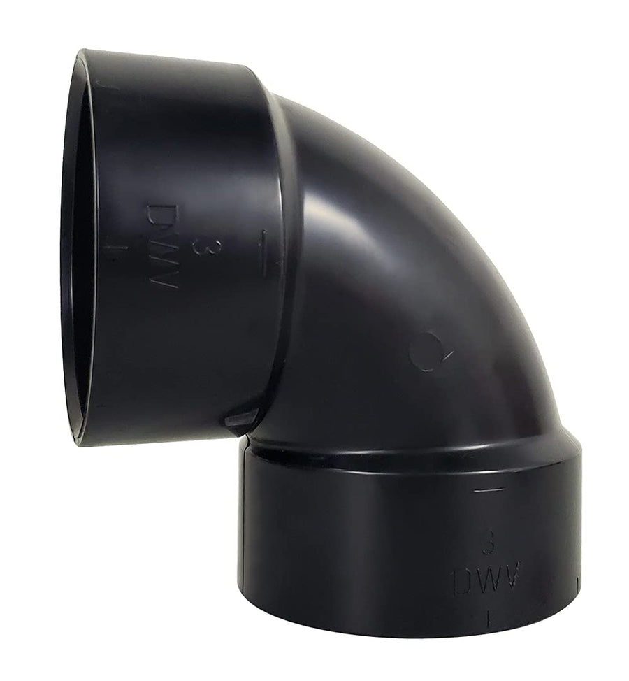 90` Elbow, Short, 3", ICON 14841 Fitting, Hub-Hub, ABS