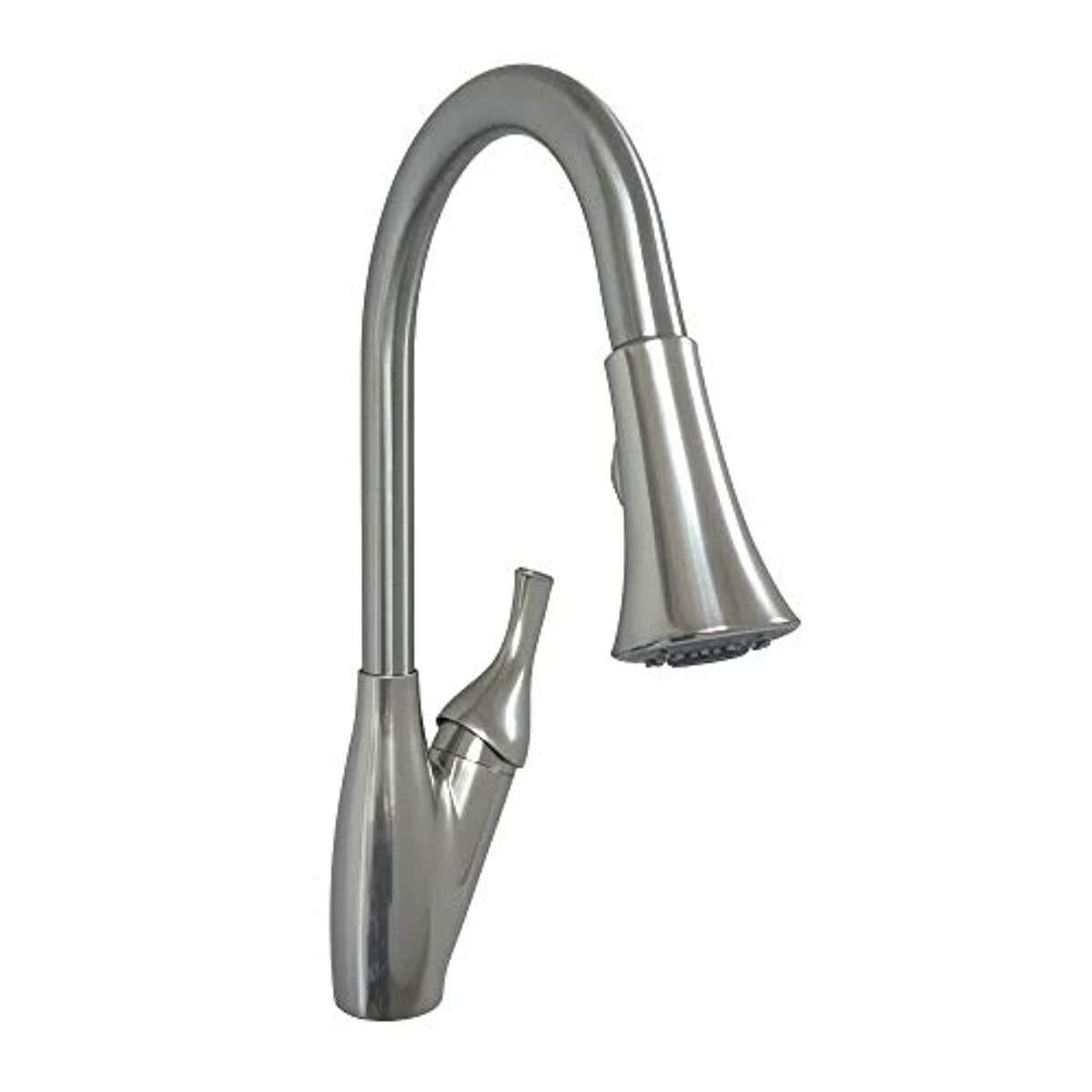 Single Lever Kitchen Pull-Down Faucet Empire Faucets SL3000N-A with Trumpet Spray Head, Mag Spray Holder, SS Flex Lines, Quick Conn. & Deck Plate - Brushed Nickel