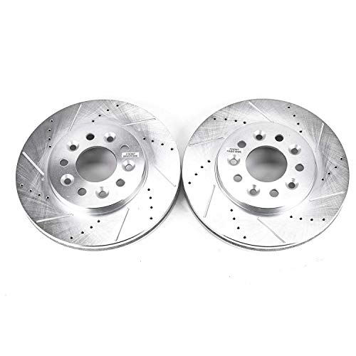 Power Stop AR85101XPR Evolution Front Drilled & Slotted Rotor Pair For Ford Freestar 2004-2007, Mercury Monterey 2004-2007 [Model Specific]