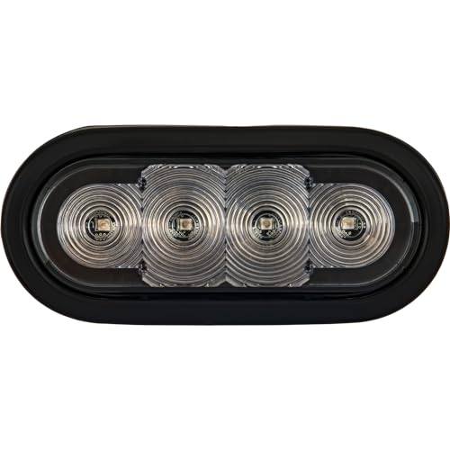 6 Inch Buyers Products LED Oval Strobe Light for Trucks, Emergency & Trailer Lights – Amber/Blue LEDs with Clear Lens, SAE J595 Class 1, IP67 Waterproof, 12–24V, 5-Year Warranty