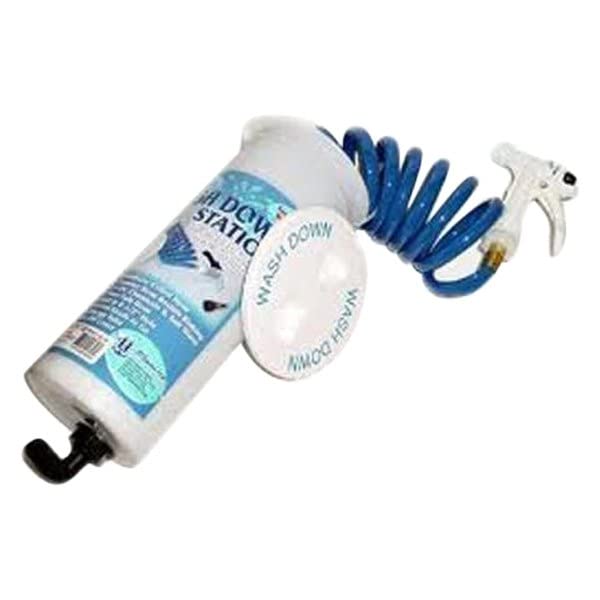 Black Deck Plate T-H Marine Washdown Station - Blue Hose - Pistol Nozzle - Packaged