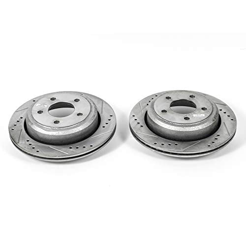 Power Stop Rear AR85135XPR Drilled & Slotted Rotor Pair For Ford Ranger 2010-2011, Mazda B2300 2010, Mazda B4000 2010 [Model Specific]