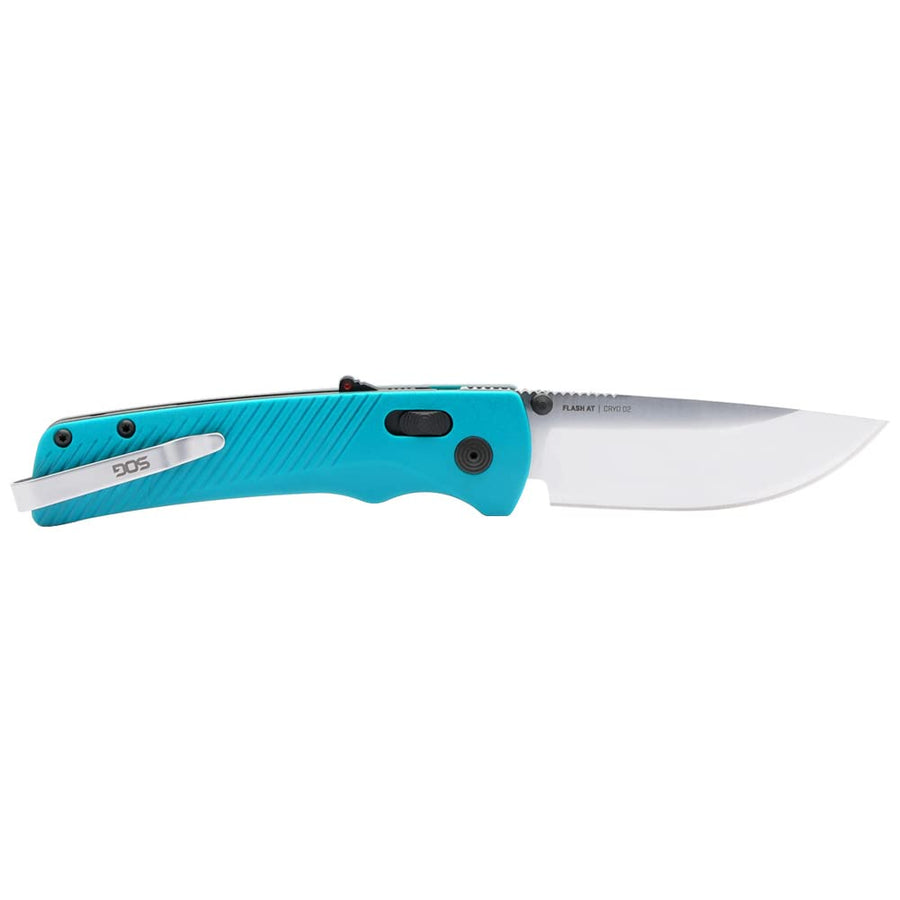 SOG Daily Carry Flash AT Ambidextrous Pocket Compact Folding Knife | Ergonomic Handle for Enhanced Grip | D2 Steel Blade, Petrol Green/Satin