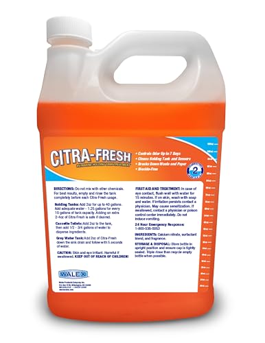 Citra-Fresh Walex Liquid Holding Tank Treatment for RV, Camper & Marine - Black Water Tank Deodorizer for Rapid Breakdown of Waste & Toilet Paper, Biocide-Free, Septic Tank Safe, 1 Gallon