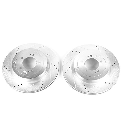 Power Stop Rear JBR1359XPR Drilled & Slotted Evolution Rotor Pair For Mitsubishi Lancer 2008, Mitsubishi Lancer 2010-2015 [Model Specific]