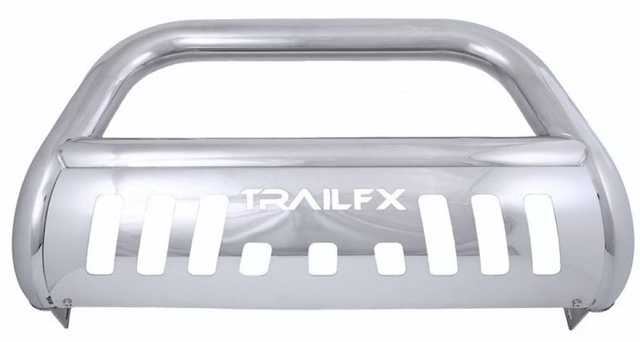 Bull Bar TrailFX B0028S Fits Ford F-150 2004-2026 Tubular 3" Polished Stainless Steel with Skid Plate, Holes for Optional Lighting