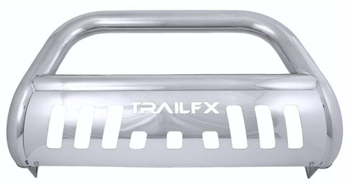 Bull Bar TrailFX B0028S Fits Ford F-150 2004-2026 Tubular 3" Polished Stainless Steel with Skid Plate, Holes for Optional Lighting