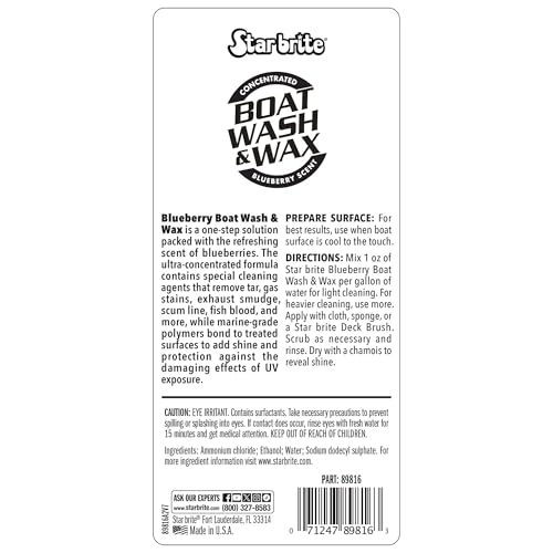 Boat Wash & Wax STAR BRITE - Heavy Duty Concentrate - Clean, Shine & Protect in One Easy Step - Blueberry Scent - 16 OZ (089816)