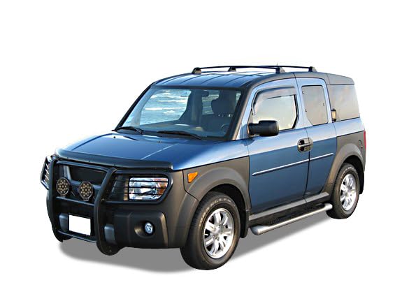 Bumper Guard Modular Black Horse Grille brush Come With pair of 7.0"Dia.LED Lights with Black Trim Rings Compatible with 2003-2008 Honda Element-17A155900MA-PLB