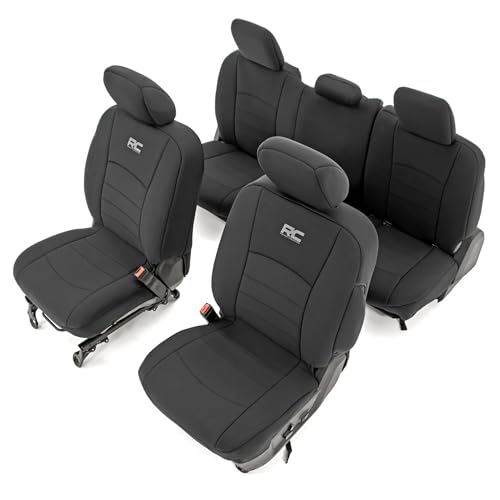 Rough Country Seat Covers Neoprene for Ram 1500/2500/3500 (2010–2018) Crew Cab - Front & Full Rear Seat Cover Set, Water-Resistant Protection
