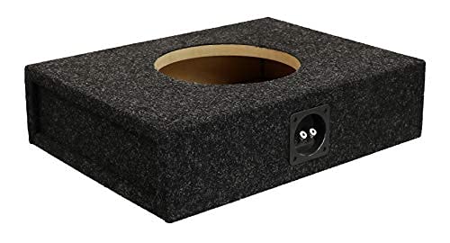 10" Bbox Single Sealed / Shallow Mount Subwoofer Enclosure Boxes & Enclosures - Pro Audio Tune - Premium Subwoofer Box Improves Audio Quality, Sound & Bass - Nickel Finish Terminals