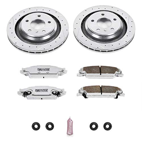 Power Stop K5289-26 Z26 Carbon Fiber Brake Pads Rear with Drilled & Slotted Brake Rotors Kit For Pontiac Grand Prix 2005-2008 [Model Specific]