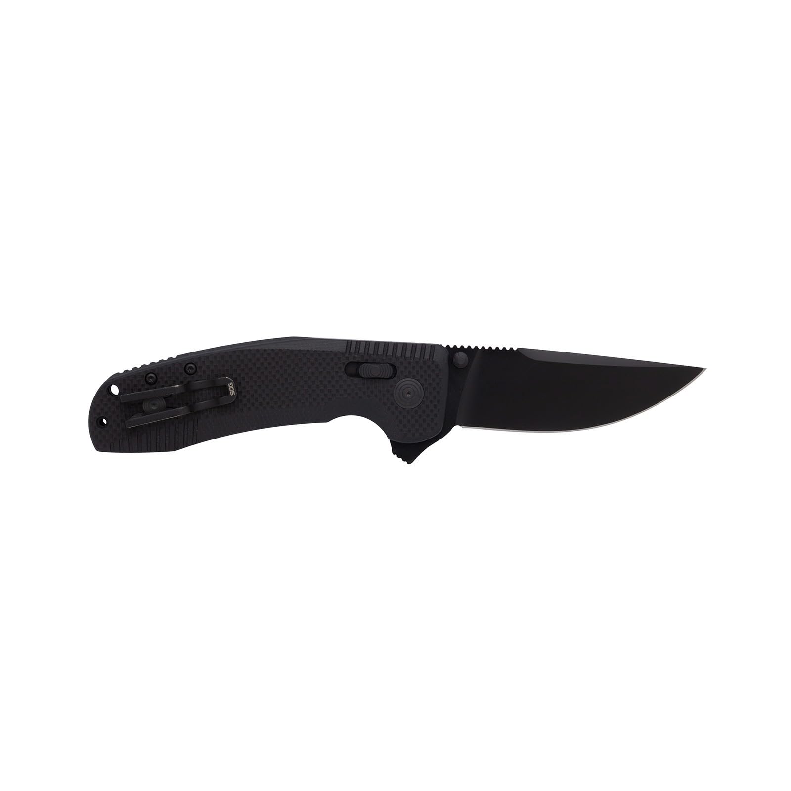 SOG TAC XR Folding Knife | 3.4" D2 Tool Steel Blade & Ultra-Grip G10 Handle | Ambidextrous Single-Handed Use, Blackout