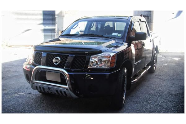 Bull Bar Black Horse Skid Plate Stainless Steel Compatible with 2005-2015 Nissan Armada|2004-2015 Nissan Titan-BB113205-SP