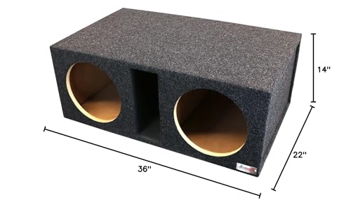 Atrend Dual Vented Bbox 12 Inch Subwoofer Enclosure - Pro Series Dual Vented SPL Car Subwoofer Boxes & Enclosures - Made in USA Subwoofer Box Improves Audio Quality, Sound & Bass - Nickel Finish Terminals