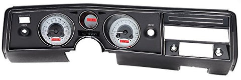 Dakota Digital VHX-69C-CVL-S-R Analog Dash Gauge System Compatible with 1969 Chevy Chevelle, Malibu and El Camino, Silver Alloy Style, Red Backlighting