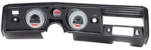 Dakota Digital VHX-69C-CVL-S-R Analog Dash Gauge System Compatible with 1969 Chevy Chevelle, Malibu and El Camino, Silver Alloy Style, Red Backlighting