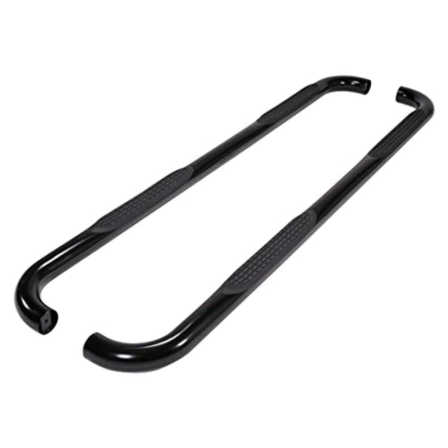 3 Inch Round TrailFX A0054B Nerf Bars Fits 2019-2025 Ram 1500 Quad Cab Black Powder Coated Steel Side Steps with Step Pads Curved Rocker Panel Mount Set of 2