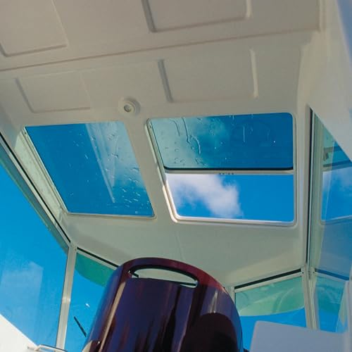 Lewmar Replacement Medium Profile Boat Hatch Flange Base - Size 40, Corrosion-Resistant Anodized Aluminum Frame, Lockable Handles, Friction Levers Open in All Positions Up to 95 Degrees