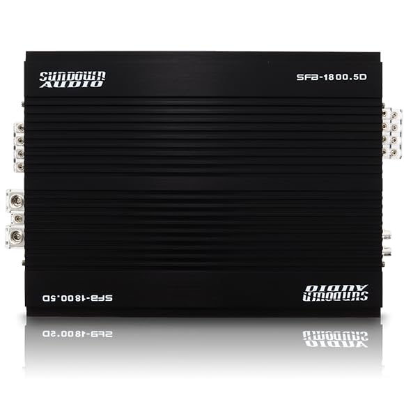 Sundown Audio 4/5-Channel Class D Full Range Car Amplifier SFB 1 Ohm, Brazilian Style Amp with Variable HPF/LPF, Bass Boost, Clipping Remote for Car & Marine Audio (SFB-1800.5-5-Channel)