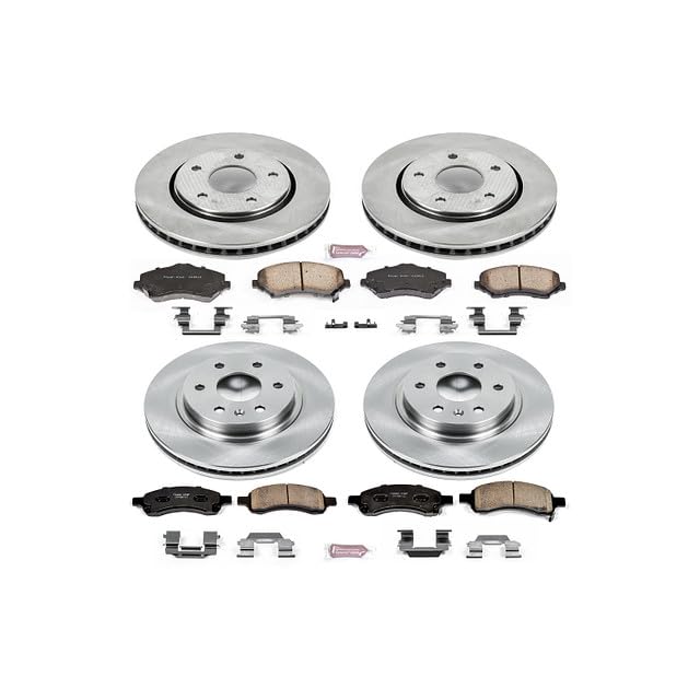 POWERSTOP Brake Kit For 2008-2017 Buick Enclave, 2009-2017 Chevy Traverse, 2007-2016 GMC Acadia - Front and Rear Autospecialty Replacement Brake Rotors & Ceramic Brake Pads, KOE4466