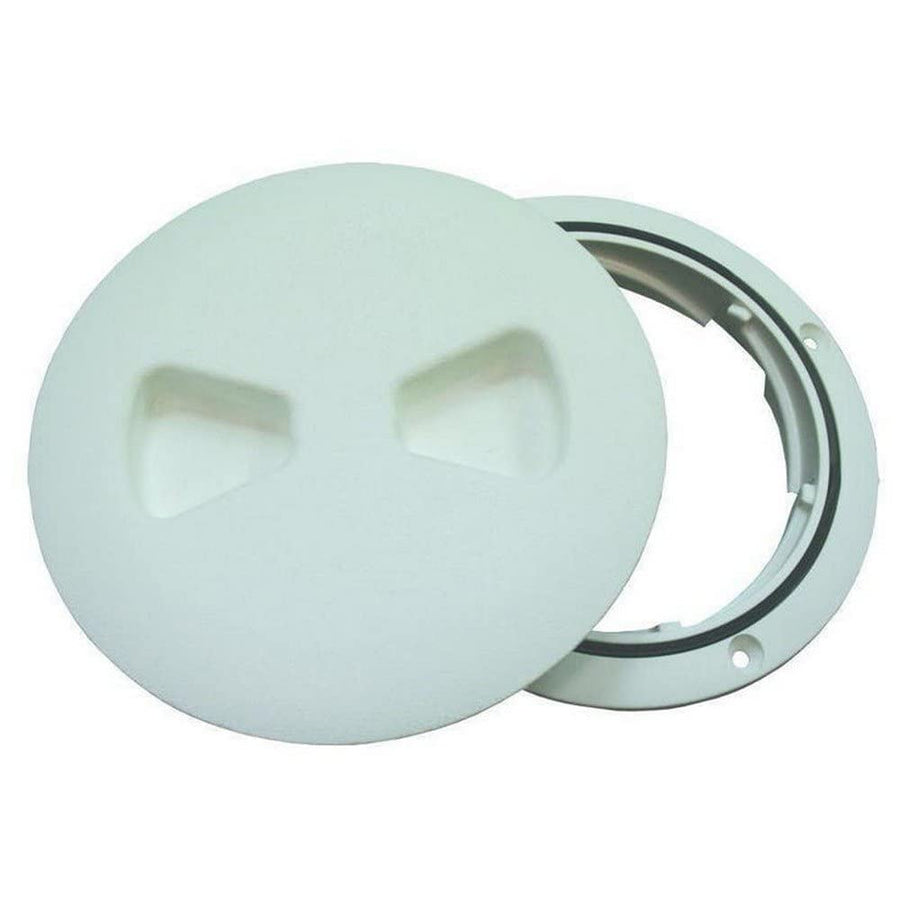 4" Low Profile TH Marine Screw Out Textured Deck Plate w/Molded Gasket- Polar White (DPSLP-4-2-DP)