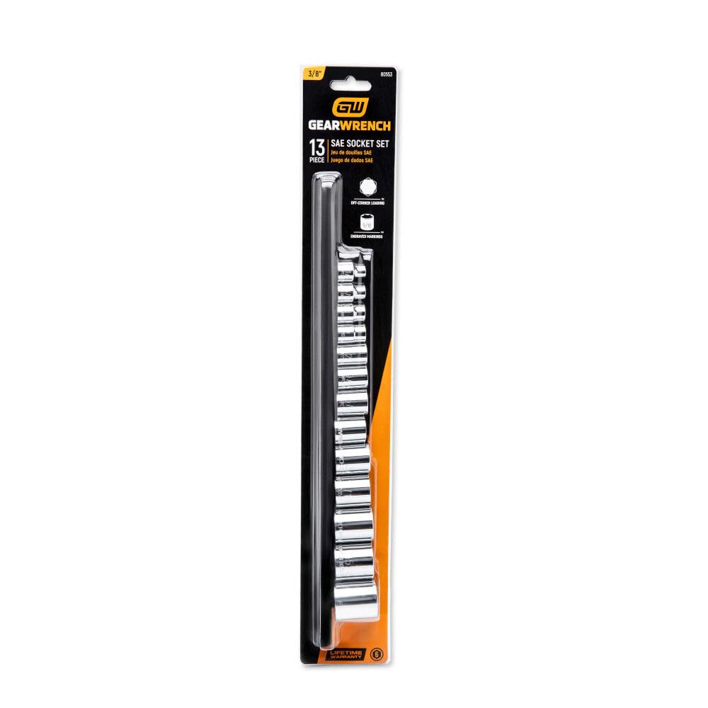 13 Pc. GEARWRENCH 3/8" Drive 6 Pt. Standard Socket Set, SAE - 80553