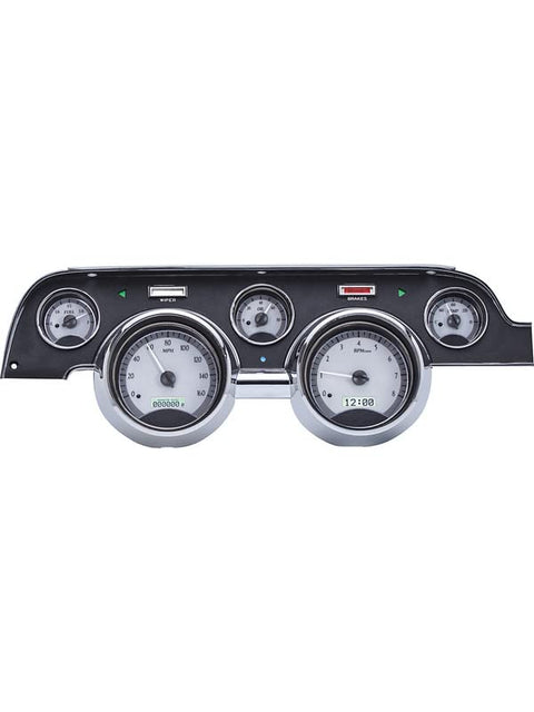 Dakota Digital VHX-67F-MUS-S-W 67 68 Ford Mustang Analog Dash Gauge Silver Alloy White