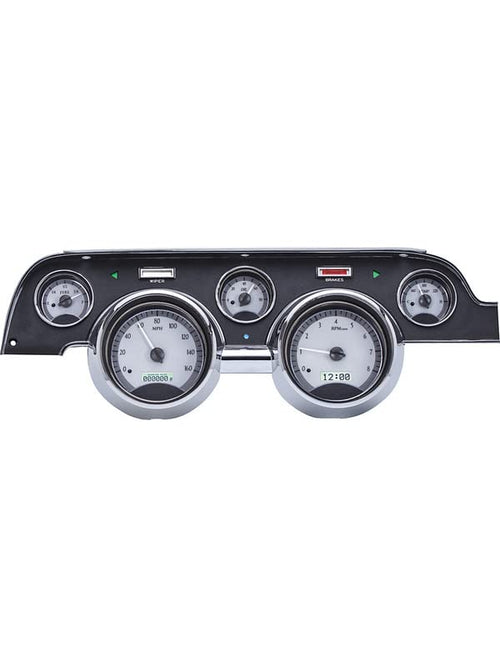 Dakota Digital VHX-67F-MUS-S-W 67 68 Ford Mustang Analog Dash Gauge Silver Alloy White