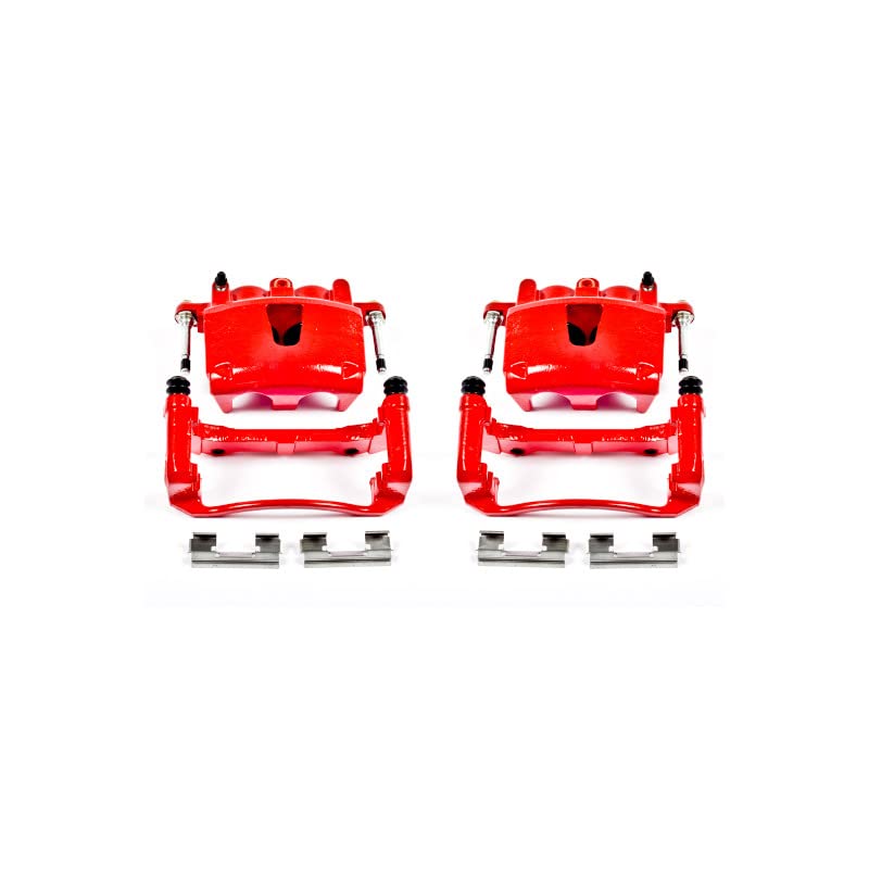 Power Stop S4990 Front Pair of High-Temp Red Powder Coated Calipers for Jeep Commander 2006-2010, Jeep Grand Cherokee 2005-2010 [Model Specific]