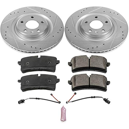 Rear Power Stop K7948 Z23 Carbon Fiber Brake Pads with Drilled & Slotted Brake Rotors Kit