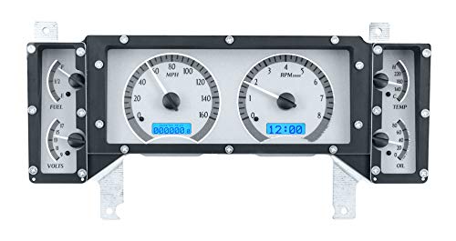 VHX-84B-REG-S-B Dakota Digital VHX Analog Gauge System Compatible with 1984-87 Regal and Grand National Silver Alloy Blue Backlighting