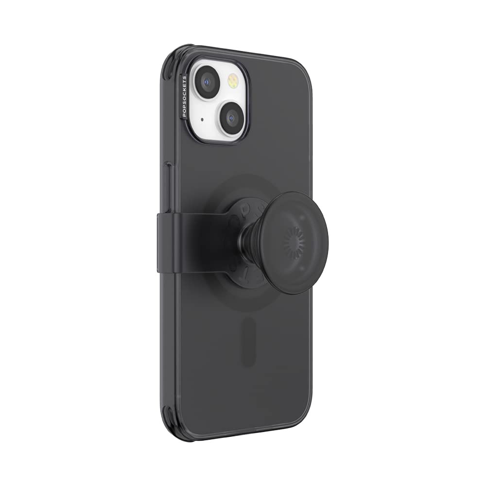 iPhone 14 Case PopSockets with Phone Grip and Slide Compatible with MagSafe, Phone Case for iPhone 14, Wireless Charging Compatible - Transluscent Black