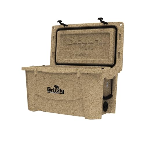 60 Cooler Grizzly | 60 qt Ice Chest Durable Rotomolded Insulated | Made in USA | Warranty for Life | For Beach Boat Camping Fishing Hunting | G60 | Sandstone