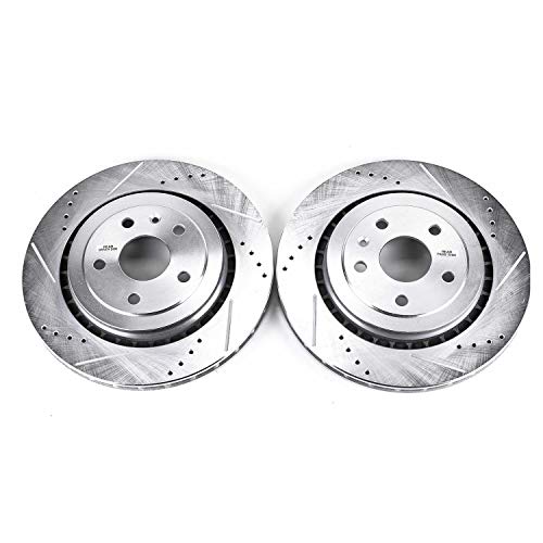 Rear Power Stop AR82184XPR Drilled and Slotted Rotor Pair For Cadillac ATS 2016-2018, Chevrolet Camaro 2016-2021 [Model Specific]